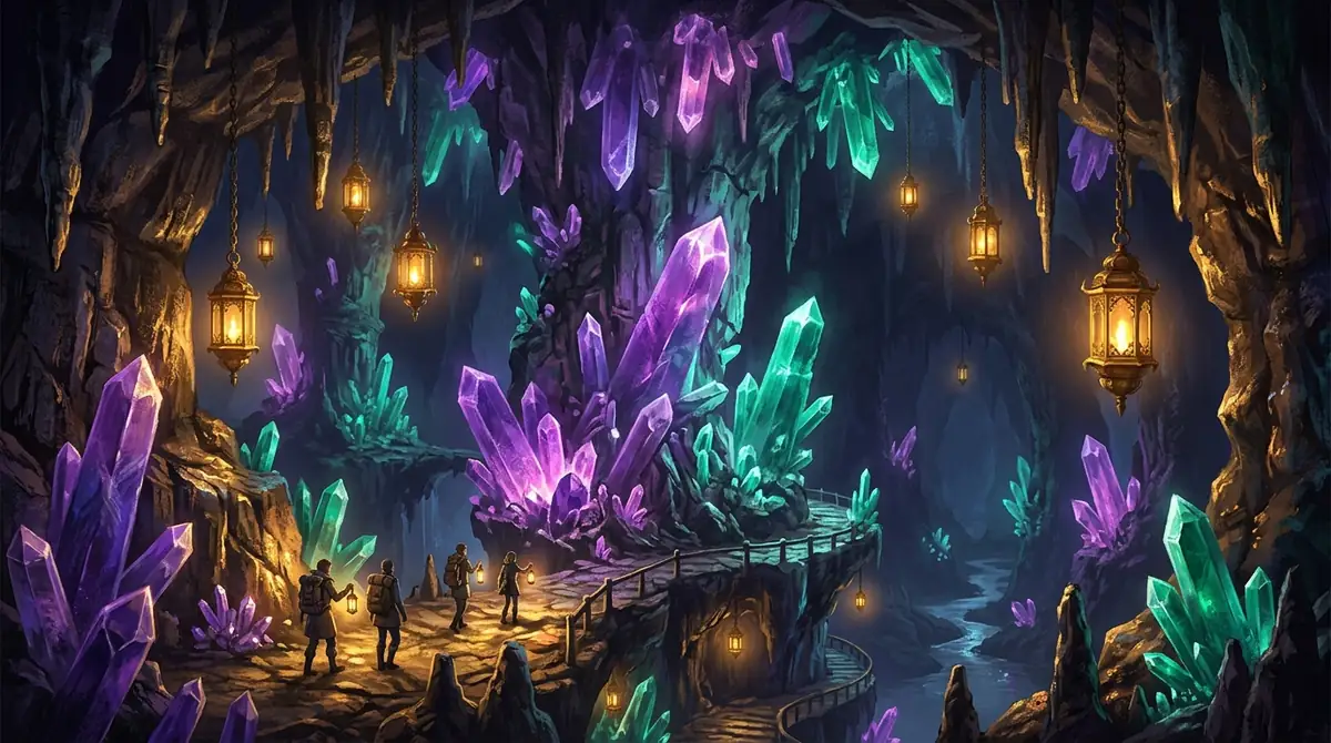 Deep glowing cavern