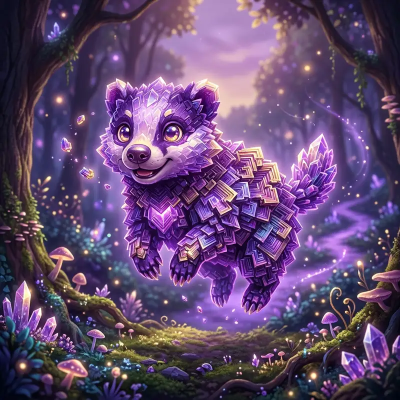 Bismuth the floating crystal badger